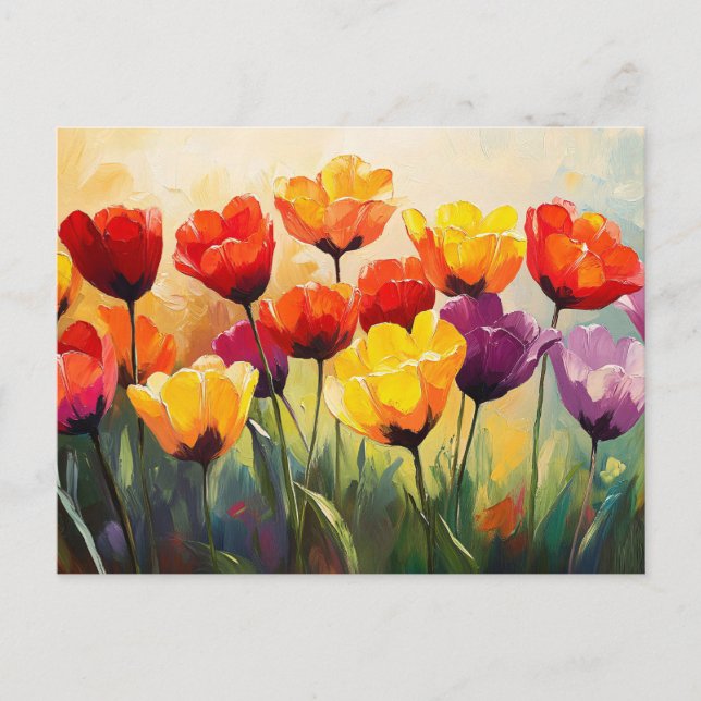 Bold Watercolor Tulips in Spring Postcard (Front)