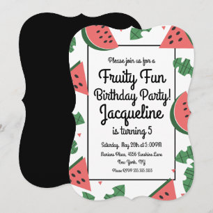 Bold Watermelon Summer Fruity Birthday Invitation