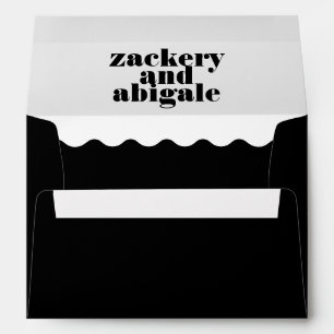Bold Wavy Frame Border Return Address Wedding Envelope
