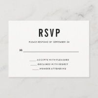 Bold Wedding | Black and White and Solid Back RSVP