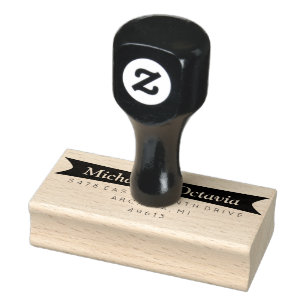 Bold Wedding Chic Return Address Rubber Stamp