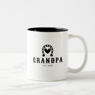 Bold Western Country Horseshoe Grandpa Established Two-Tone Coffee Mug