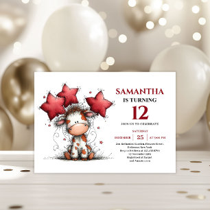 Bold whimsical animals cow kids birthday invite
