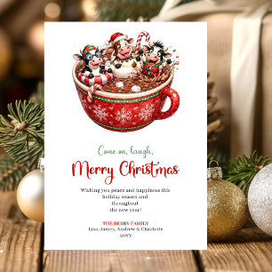 Bold Whimsical Animals Red Green Christmas Greetin Holiday Card