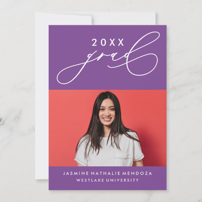 BOLD WHIMSICAL CALLIGRAPHY GRADUATION INVITATION (Front)