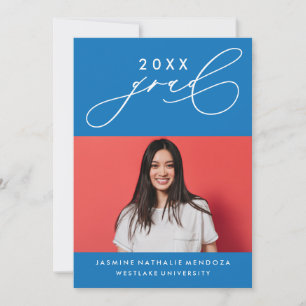 BOLD WHIMSICAL CALLIGRAPHY GRADUATION INVITATION