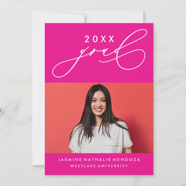 BOLD WHIMSICAL CALLIGRAPHY GRADUATION INVITATION (Front)