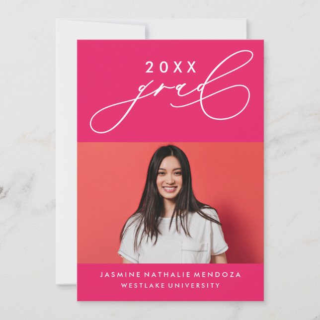 BOLD WHIMSICAL CALLIGRAPHY GRADUATION INVITATION (Front)