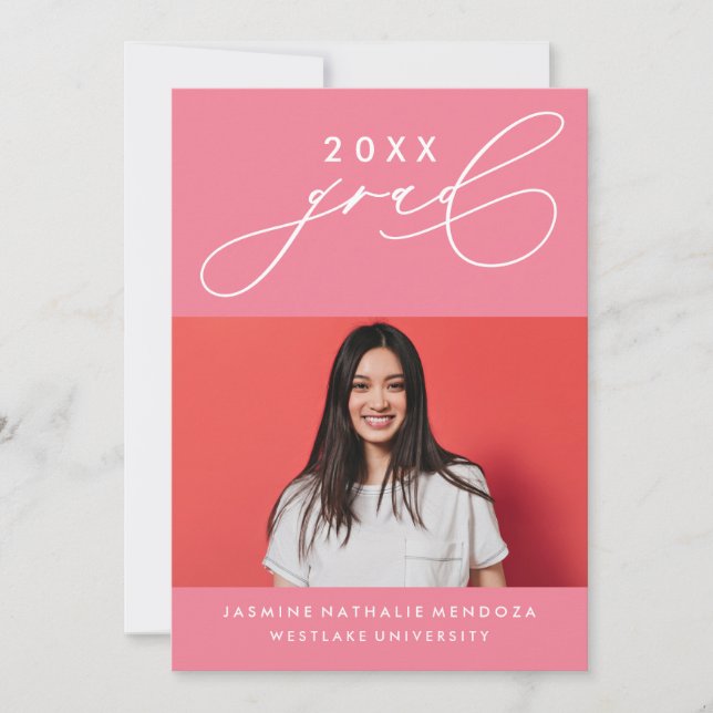 BOLD WHIMSICAL CALLIGRAPHY GRADUATION INVITATION (Front)