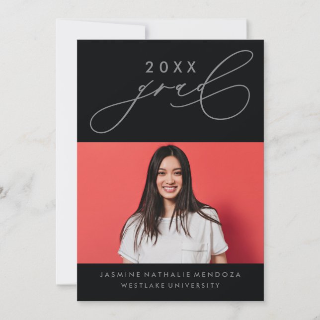 BOLD WHIMSICAL CALLIGRAPHY GRADUATION INVITATION (Front)