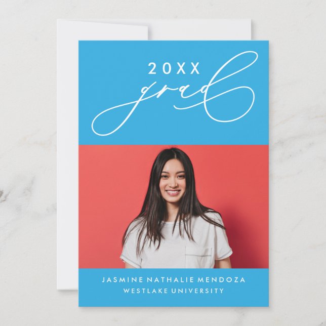 BOLD WHIMSICAL CALLIGRAPHY GRADUATION INVITATION (Front)