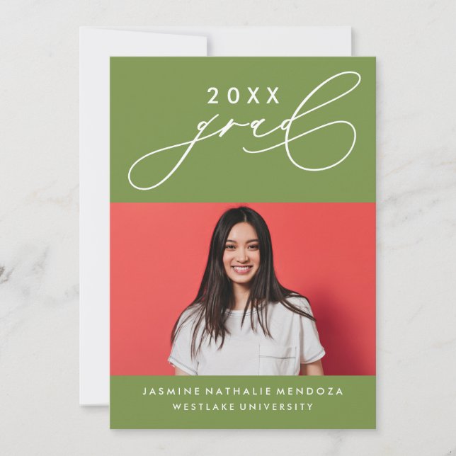 BOLD WHIMSICAL CALLIGRAPHY GRADUATION INVITATION (Front)