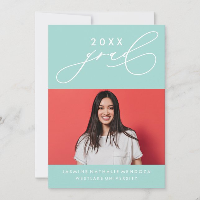 BOLD WHIMSICAL CALLIGRAPHY GRADUATION INVITATION (Front)