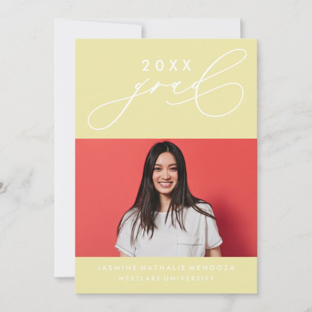 BOLD WHIMSICAL CALLIGRAPHY GRADUATION INVITATION (Front)