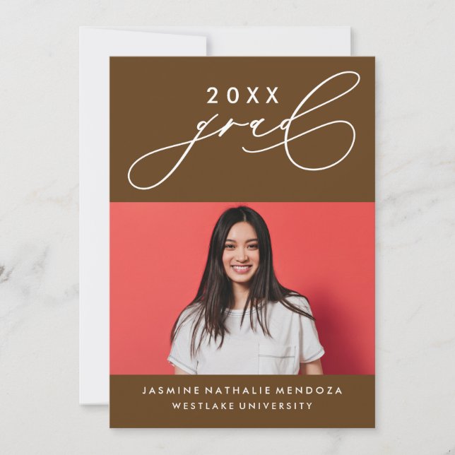 BOLD WHIMSICAL CALLIGRAPHY GRADUATION INVITATION (Front)