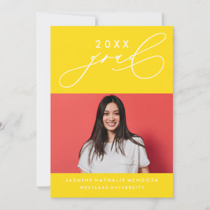 BOLD WHIMSICAL CALLIGRAPHY GRADUATION INVITATION