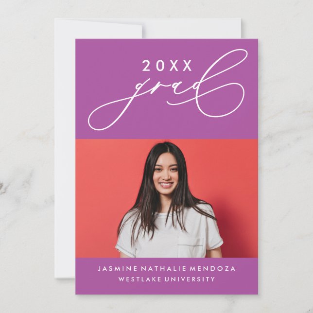 BOLD WHIMSICAL CALLIGRAPHY GRADUATION INVITATION (Front)