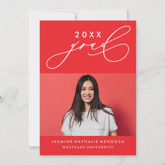 BOLD WHIMSICAL CALLIGRAPHY GRADUATION INVITATION (Front)