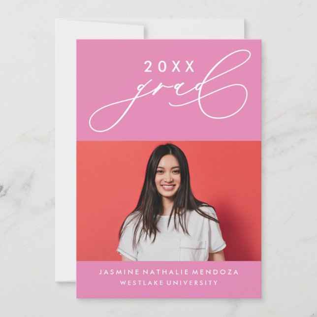 BOLD WHIMSICAL CALLIGRAPHY GRADUATION INVITATION (Front)