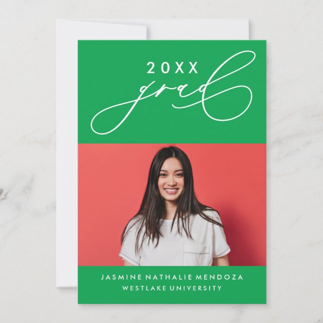 BOLD WHIMSICAL CALLIGRAPHY GRADUATION INVITATION (Front)