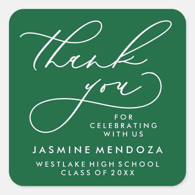 BOLD WHIMSICAL CALLIGRAPHY THANK YOU STICKER (Front)