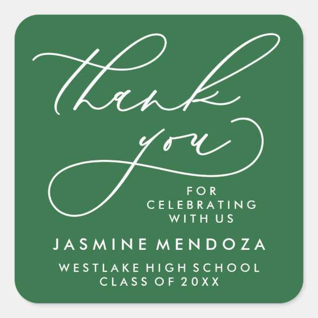 BOLD WHIMSICAL CALLIGRAPHY THANK YOU STICKER (Front)