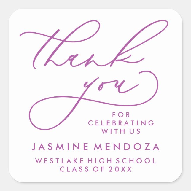 BOLD WHIMSICAL CALLIGRAPHY THANK YOU STICKER (Front)