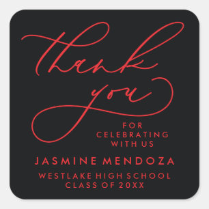 BOLD WHIMSICAL CALLIGRAPHY THANK YOU STICKER