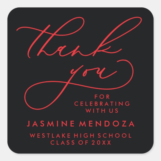 BOLD WHIMSICAL CALLIGRAPHY THANK YOU STICKER (Front)