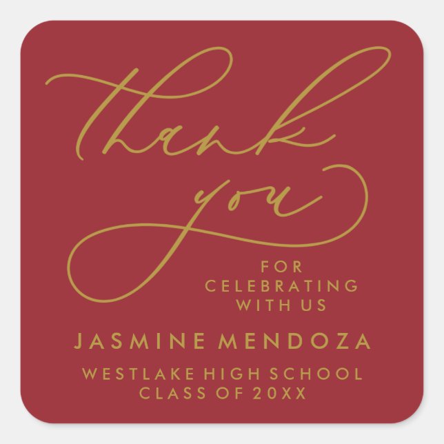 BOLD WHIMSICAL CALLIGRAPHY THANK YOU STICKER (Front)