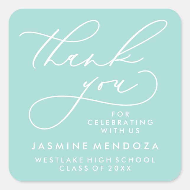 BOLD WHIMSICAL CALLIGRAPHY THANK YOU STICKER (Front)
