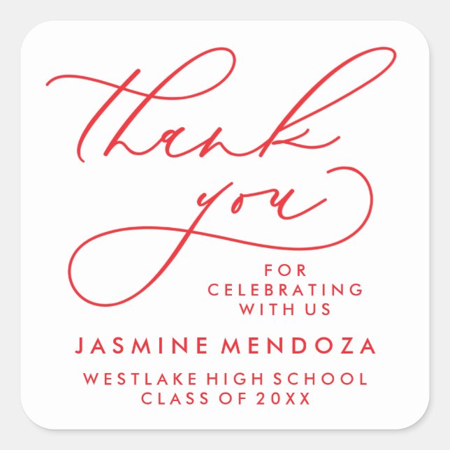 BOLD WHIMSICAL CALLIGRAPHY THANK YOU STICKER (Front)