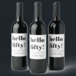 Bold White Black Modern 50th Birthday Custom Wine Label<br><div class="desc">Bold Typography Black and White Modern 50th Birthday Custom Wine Label</div>