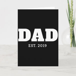 Bold White Black Text Est Year Dad T Shirt  Card