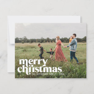 Bold White Merry Christmas Holiday Photo Card