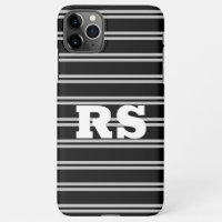 Bold White Monogram, Lt Grey Lines on Black