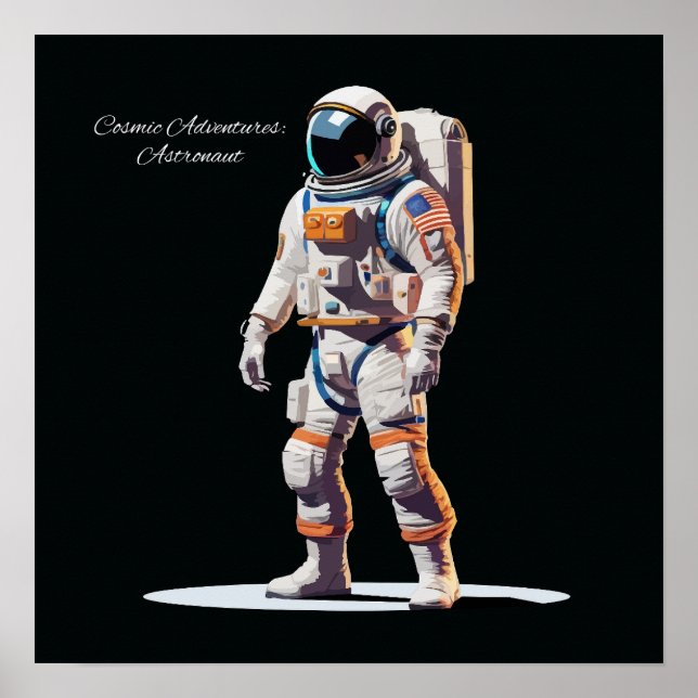 Bold White Spacewalk Astronaut Poster (Front)