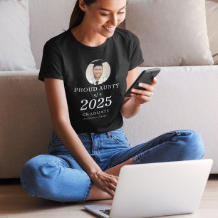Bold White Text Photo Proud Aunty of 2022 Graduate T-Shirt
