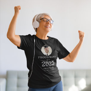 Bold White Text Photo Proud Nana of 2024 Graduate  T-Shirt