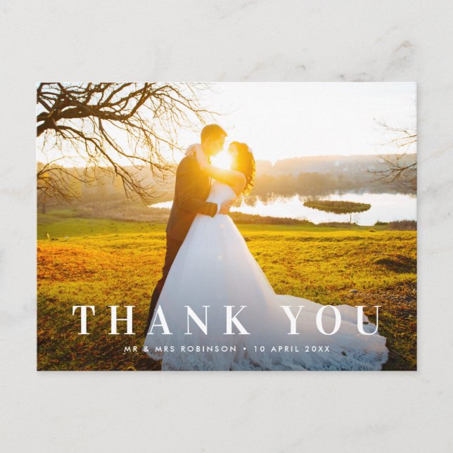 bold white text wedding thank you card (Front)