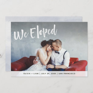 Bold White Writing   We Eloped Photo Announcement