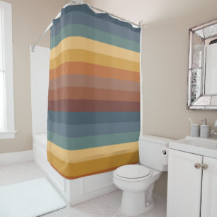 BOLD WIDE EARTH TONE STRIPES SHOWER CURTAIN