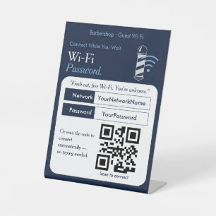 Bold WiFi Password QR Code Sign Wi‑Fi Barber