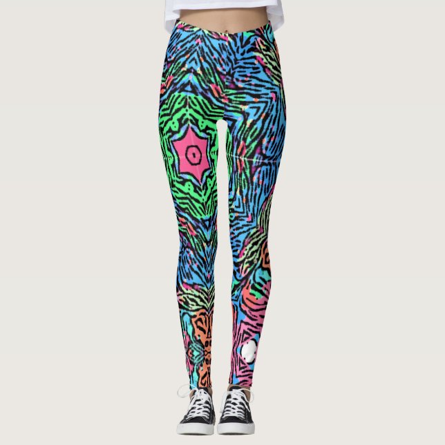 Bold Wild Mandala Inspired Pattern on Leggings (Front)