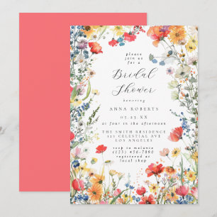 Bold Wildflower Bridal Shower Invitation