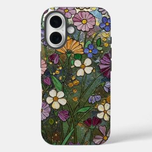Bold Wildflowers Stained Glass Effect iPhone 16 Case