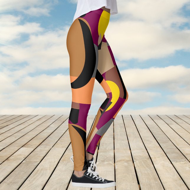 Bold Wine Colourful Abstract Pattern Leggings (Bold Wine Colorful Abstract Pattern Leggings)