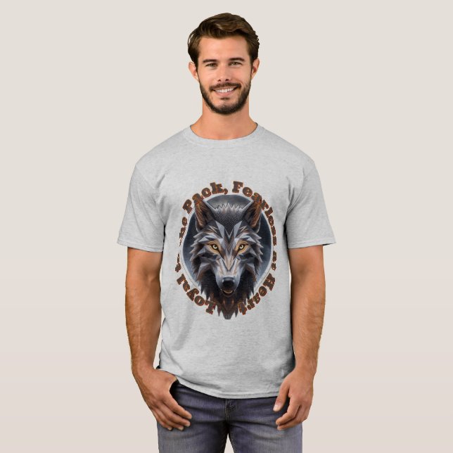 Bold Wolf Spirit - Fierce Geometric Wolf Art T-Shirt (Front Full)