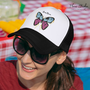 Bold Woman Personalised Name Rustic Butterfly Trucker Hat