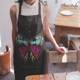 Bold Woman Personalized Name Rustic Butterfly Apron